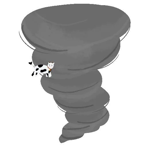 this is a gif of a tornado with a cow in it